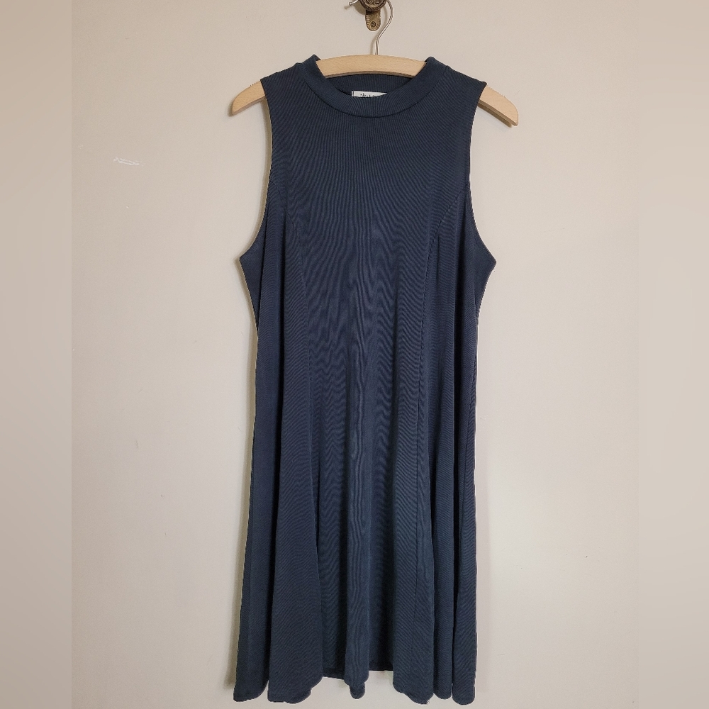 Mikey & Joey Black Ribbed Sleeveless Trapeze Slip On Dress Large